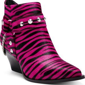 Jessica Simpson Zayrie2 Pink Zebra Punk Rocker Studded Booties 8.5 M NEW